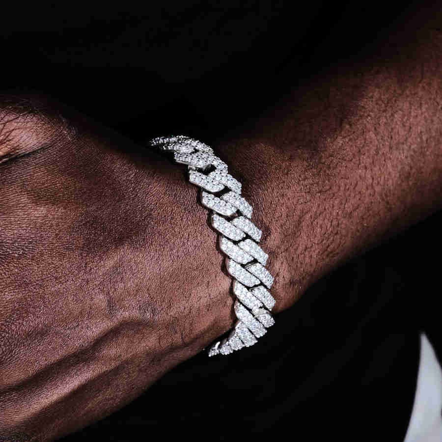 14mm Prong Cuban Bracelet White Gold