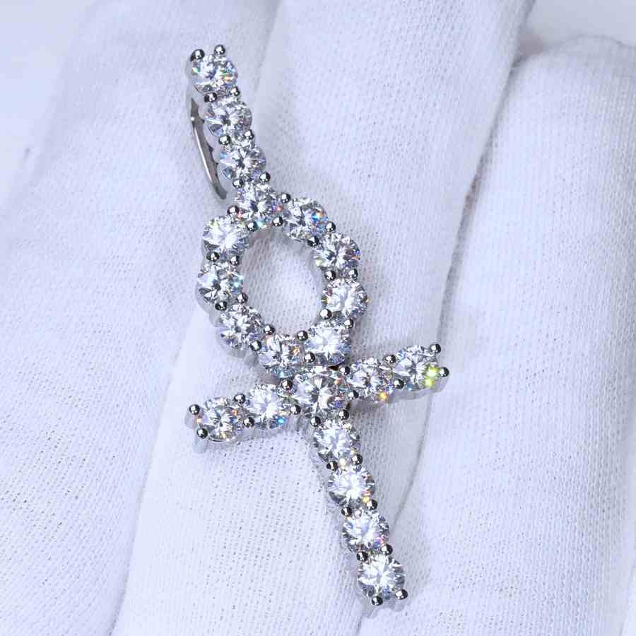 4.81CT VVS MOISSANITE 3MM ROPE CHAIN ANKH NECKLACE