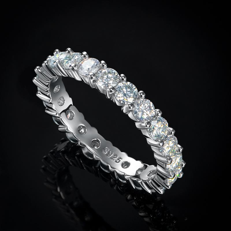 3mm Moissanite Eternity Band in S925 Sterling Silver