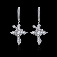 925 & VVS Moissanite Snake Twisted Cross Earrings