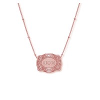 Unisex Rose Gold 925 Sterling Silver "MoM" Engraved Mini Belt Buckle Necklace 