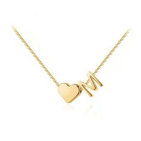 925 Sterling Silver Initial Necklaces Golden Heart Letter A-Z Necklace Dainty Heart Name Necklace  For Her