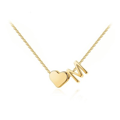 925 Sterling Silver Initial Necklaces Golden Heart Letter A-Z Necklace Dainty Heart Name Necklace  For Her