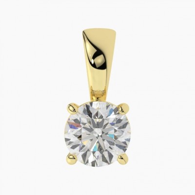 2 ct VVS1 Moissanite Round Solitaire 14K Yellow Gold Pendant